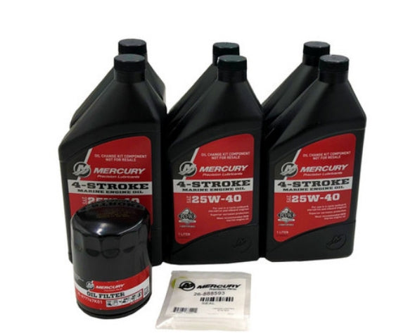 Mercury 150-200HP L4 Verado SAE 25W-40 Synthetic Blend Oil Change Kit 8M0188358