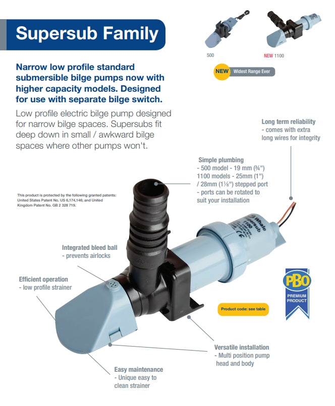 Whale SuperSub 500 Non-Automatic Bilge Pump - SS5012