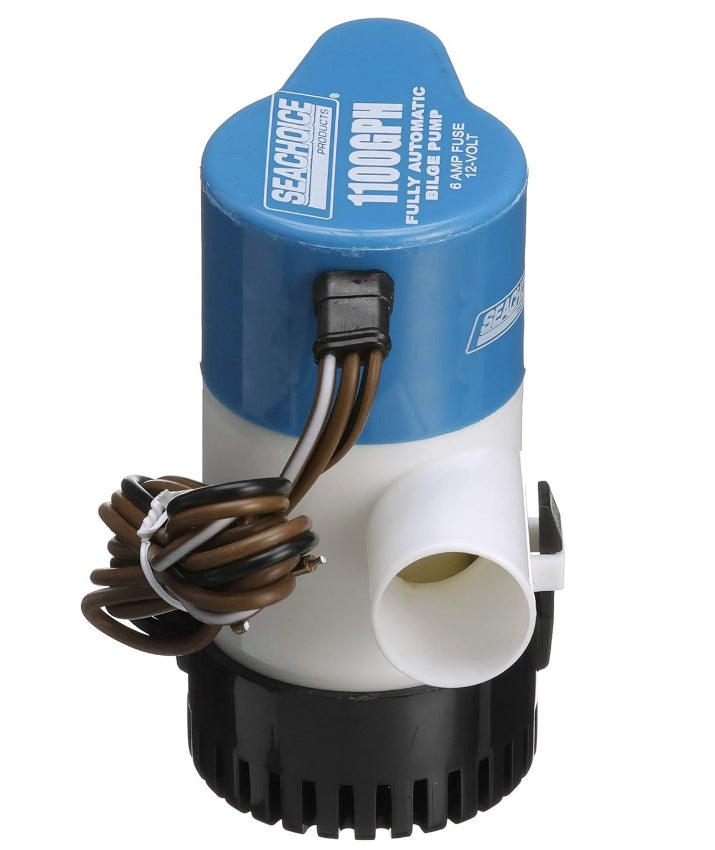 Seachoice Automatic Bilge Pump, 1,100 GPH, 1-1/8 in. Hose Size, 4 Amps at 12V DC