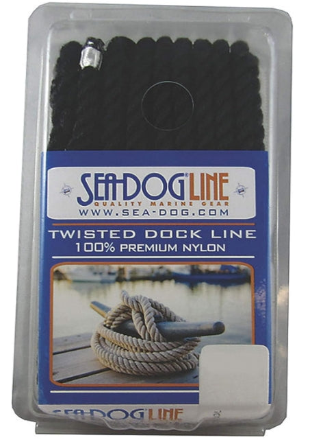 Sea-Dog 302110015Bk-1 Double Braided Nylon Dock Line - Black, 3/8" X 15'