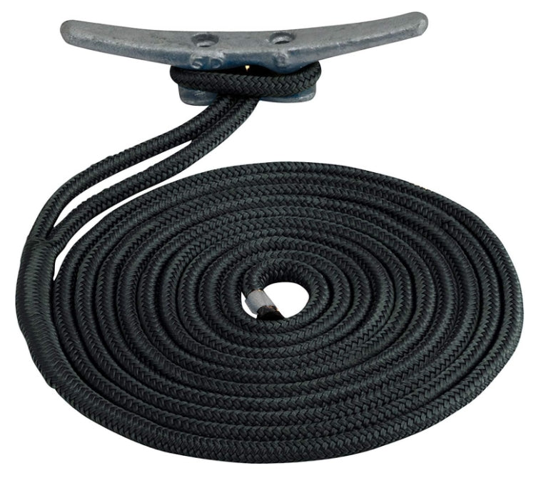 Sea-Dog 302110015Bk-1 Double Braided Nylon Dock Line - Black, 3/8" X 15'